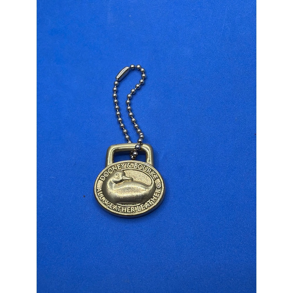 Dooney & Bourke Vintage Brass Duck Fob Hangtag All Weather Leather Gold Charm